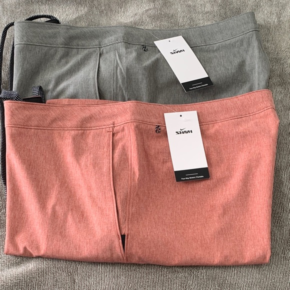 Men's Nike Swim Performance Shorts with Drawstring- Gray & Coral